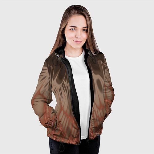 Женская куртка Коллекция Rays Лучи Коричневый Абстракция 662-27-w / 3D-Черный – фото 3