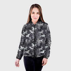 Куртка с капюшоном женская Табун Лошадей, цвет: 3D-черный — фото 2