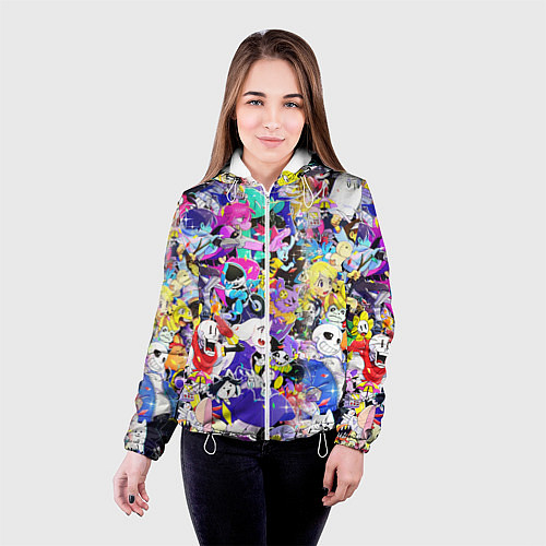 Женская куртка UNDERTALE PATTERN HEROES, ВСЕ ГЕРОИ ИГРЫ / 3D-Белый – фото 4