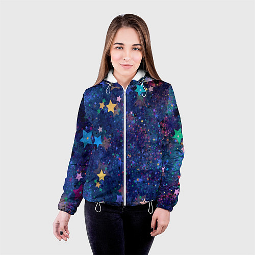 Женская куртка Звездное небо мечтателя / 3D-Белый – фото 4