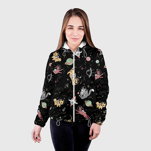 Женская куртка Космические коты / 3D-Белый – фото 4