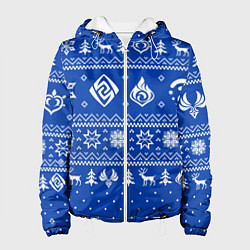 Женская куртка НОВОГОДНИЙ СВИТЕР GENSHIN IMPACT СИНИЙ