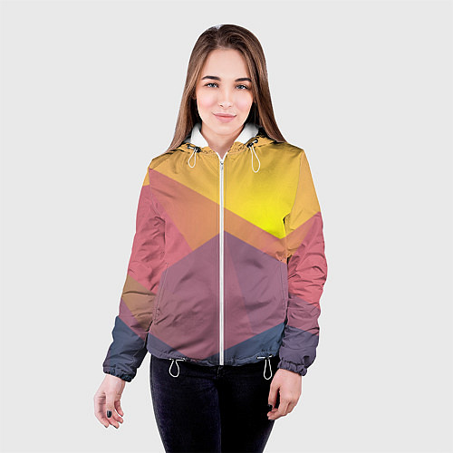 Женская куртка Рассвет в горах искусства / 3D-Белый – фото 4