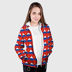 Куртка с капюшоном женская Флаги СССР и РФ, цвет: 3D-белый — фото 2