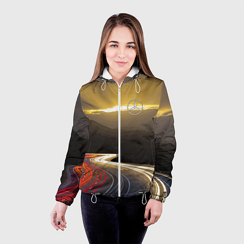 Женская куртка Ночная трасса, Мерседес / 3D-Белый – фото 4
