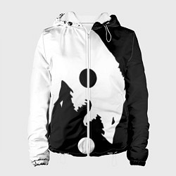 Куртка с капюшоном женская Волки Инь и Янь Добро и Зло, цвет: 3D-белый