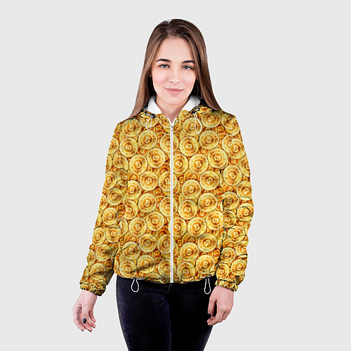 Женская куртка Золотые Биткоины / 3D-Белый – фото 4