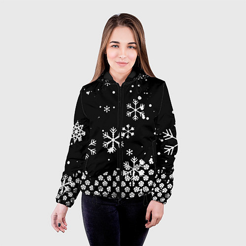 Женская куртка Чёрный клевер снежинки / 3D-Черный – фото 4
