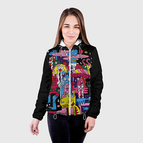 Женская куртка Разноцветные монстры / 3D-Белый – фото 4
