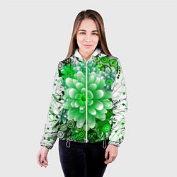 Куртка с капюшоном женская Яркая пышная летняя зелень, цвет: 3D-белый — фото 2
