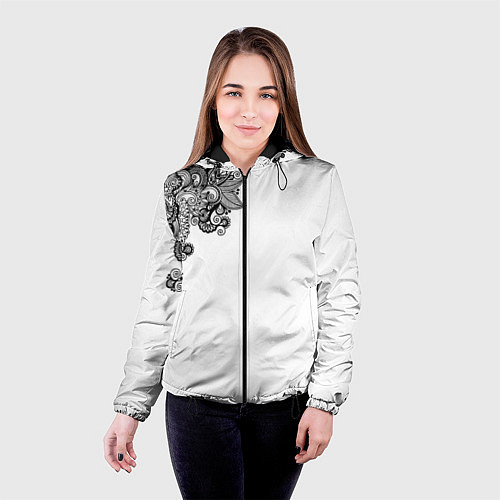 Женская куртка Черно Белые КруЖева / 3D-Черный – фото 4