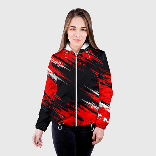 Женская куртка БЕЛО-КРАСНАЯ КРАСКА / 3D-Белый – фото 4