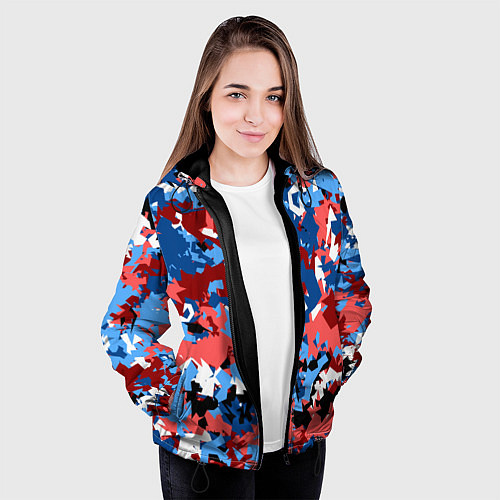 Женская куртка Красно-синий камуфляж / 3D-Черный – фото 3