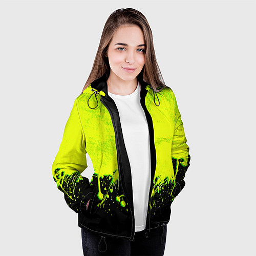 Женская куртка НЕОНОВЫЕ БРЫЗГИ КРАСКИ / 3D-Черный – фото 3