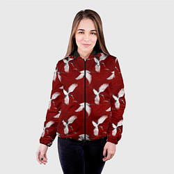 Куртка с капюшоном женская Восточный узор Журавли, цвет: 3D-черный — фото 2