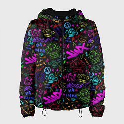 Куртка с капюшоном женская League Of Legends - Arcane неоновые логотипы, цвет: 3D-черный