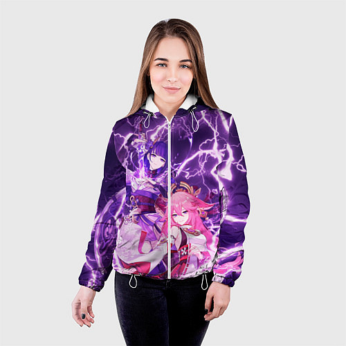Женская куртка Genshin Impact - Яэ и Эи / 3D-Белый – фото 4