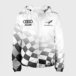 Куртка с капюшоном женская Audi Quattro, Ауди Кватро, Финишный флаг, цвет: 3D-белый