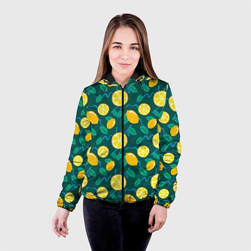 Женская куртка Цитрус паттерн / 3D-Черный – фото 4