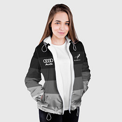 Куртка с капюшоном женская Audi, Ауди Серый градиент, цвет: 3D-белый — фото 2