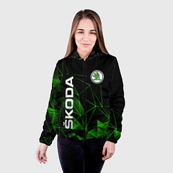 Куртка с капюшоном женская Шкода, Skoda, Геометрия, цвет: 3D-черный — фото 2