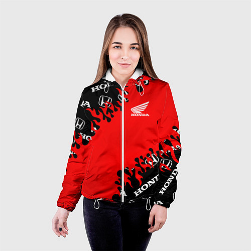 Женская куртка Honda нарисованный огонь / 3D-Белый – фото 4