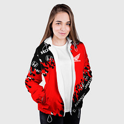 Куртка с капюшоном женская Honda нарисованный огонь, цвет: 3D-белый — фото 2