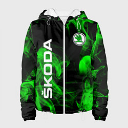 Куртка с капюшоном женская Skoda: Green Smoke, цвет: 3D-белый