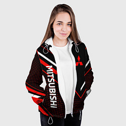 Куртка с капюшоном женская Митсубиси, Mitsubishi Спорт, цвет: 3D-белый — фото 2