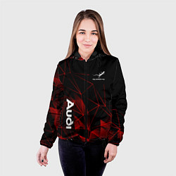 Куртка с капюшоном женская Ауди, Audi Красный узор, цвет: 3D-черный — фото 2