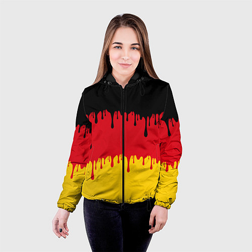 Женская куртка Флаг Германии потёки / 3D-Черный – фото 4