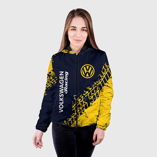 Женская куртка VOLKSWAGEN RACING - Следы Шин / 3D-Черный – фото 4