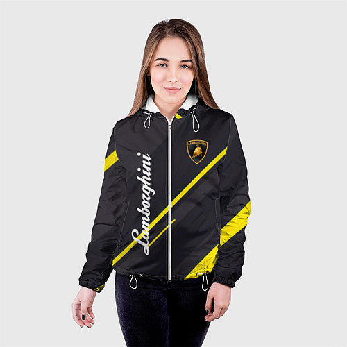 Женская куртка Lamborghini - Sport Geometry / 3D-Белый – фото 4