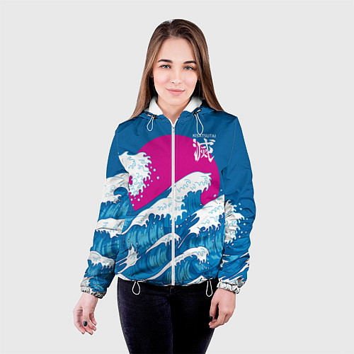 Женская куртка Kisatsutai - корпус бойни демонов / 3D-Белый – фото 4