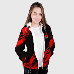 Куртка с капюшоном женская Mitsubishi Texture Red, цвет: 3D-белый — фото 2