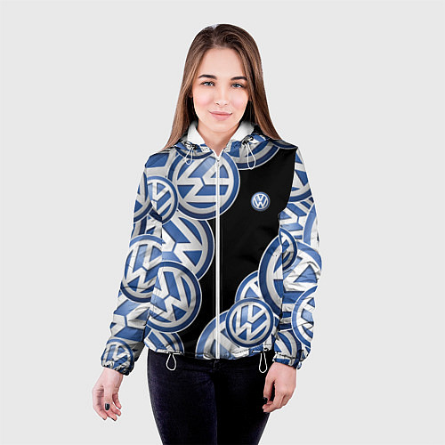 Женская куртка Volkswagen logo Pattern / 3D-Белый – фото 4