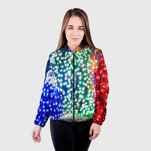 Женская куртка Новогодняя инсталляция - Шары / 3D-Черный – фото 4