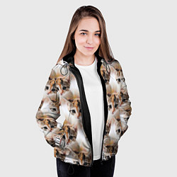 Куртка с капюшоном женская Маленький котенок паттерн, цвет: 3D-черный — фото 2