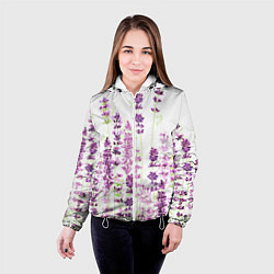 Куртка с капюшоном женская Цветы Лаванды акварелью, цвет: 3D-белый — фото 2