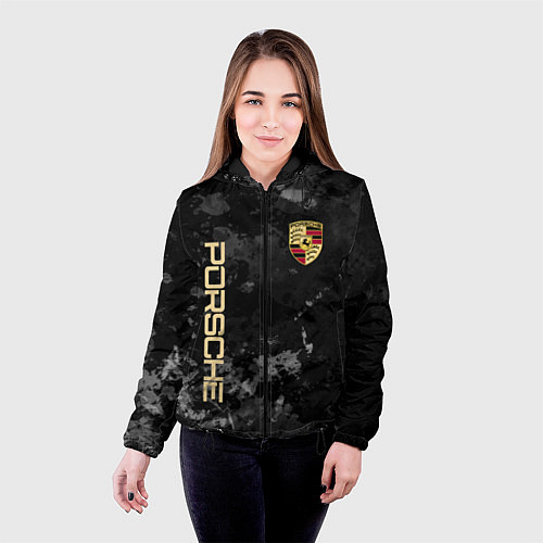 Женская куртка Порше Porsche серый фон / 3D-Черный – фото 4