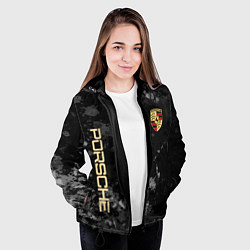 Куртка с капюшоном женская Порше Porsche серый фон, цвет: 3D-черный — фото 2