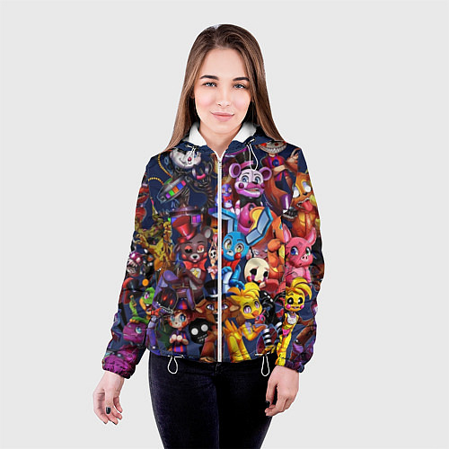Женская куртка Cute Fnaf Pattern / 3D-Белый – фото 4