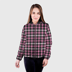 Куртка с капюшоном женская Шотландская клетка Tartan scottish роз-черно-бел, цвет: 3D-черный — фото 2
