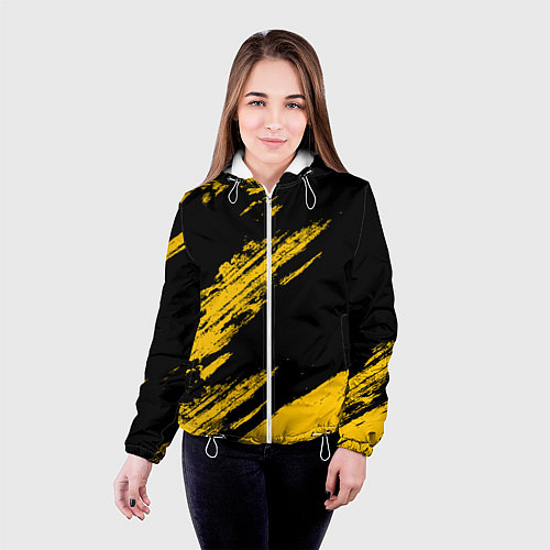 Женская куртка BLACK AND YELLOW GRUNGE ГРАНЖ / 3D-Белый – фото 4