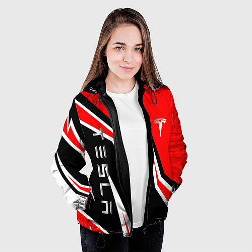 Женская куртка ТЕСЛА - КРАСНЫЙ СПОРТИВНЫЙ / 3D-Черный – фото 3