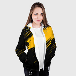 Куртка с капюшоном женская Black and yellow grunge, цвет: 3D-белый — фото 2