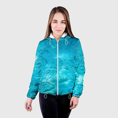 Женская куртка Голубой океан Голубая вода / 3D-Белый – фото 4