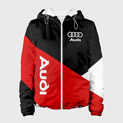 Куртка с капюшоном женская Audi Ауди Черный Красный Белый, цвет: 3D-белый