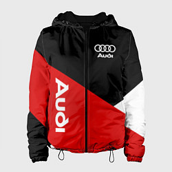 Куртка с капюшоном женская Audi Ауди Черный Красный Белый, цвет: 3D-черный