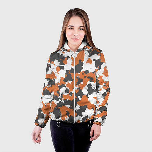 Женская куртка Orange Camo / 3D-Белый – фото 4